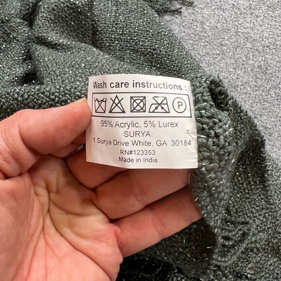 Surya Throw Blanket Charcoal Metallic Tilda Blanket Bedroom Fray Acrylic 50x60 - Picture 6 of 8